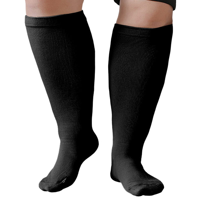 ZFSOCK Compression Stockings Thick Calves Men: Support Stockings Women Medical Compression Socks 20-30mmhg Plus Size Men Women Travel Stockings for Nurses Air Travel Sports 1 Pair