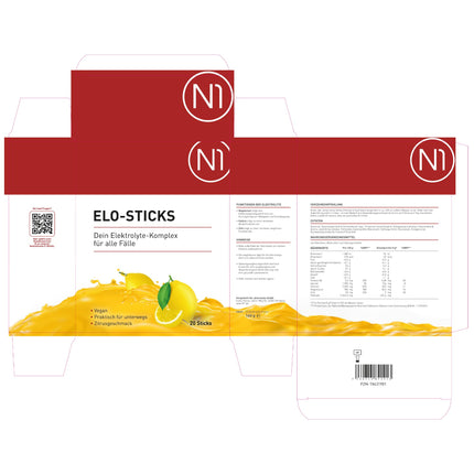 N1 Elo-Sticks Electrolyte Powder 20 Sticks (Best before 08/25) – Electrolyte Powder with Citrus Flavor – Electrolyte Sticks Fast Hydration &amp; Mineral Balance with Salts, Sugars, Minerals VirX Nas