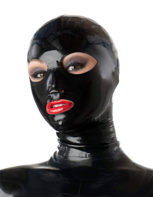 Latex catsuit with big eyes, 0.4 mm - Black - Made to measure