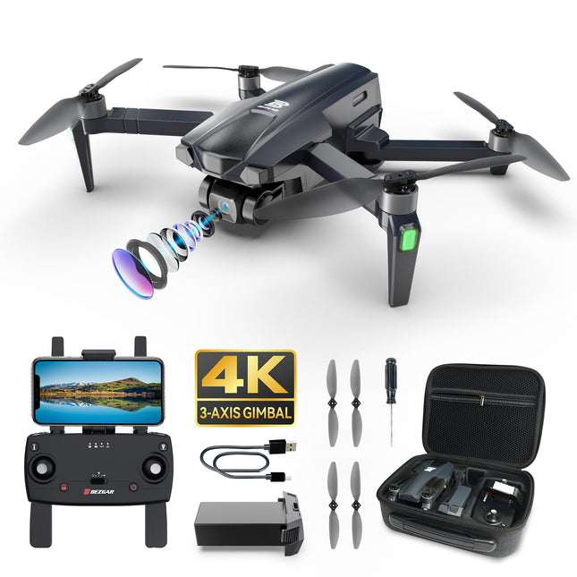 BEZGAR BD901 Drone with Camera for Adults 4K Long Range - Foldable Mini Drone with 4K Video, 3-Axis Gimbal, 3km Transmission, 23 Minutes Flight Time, Return Home, Follow Me