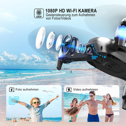 Wipkviey T26 Drone with 1080P Camera, RC Foldable FPV Quadcopter with 2 Batteries, 26-30 Min. Flight, 3D Flip, Gravity Sensor, Headless Mode, One-Button Takeoff/Landing