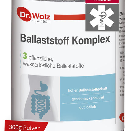 Dr. Wolz Fiber Complex 300g Powder - Natural Mix - With guar fiber, acacia fiber &amp; corn fiber (resistant dextrin) - Water-soluble fiber powder - Tasteless
