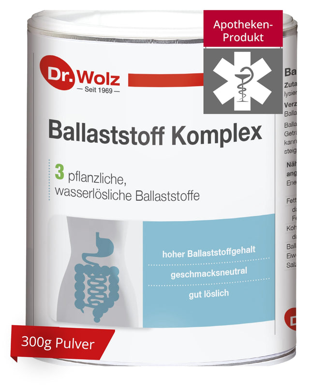 Dr. Wolz Fiber Complex 300g Powder - Natural Mix - With guar fiber, acacia fiber &amp; corn fiber (resistant dextrin) - Water-soluble fiber powder - Tasteless