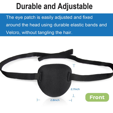 RIKEYO 2-Pack Black Medical Eye Patches for Adults and Children, 3D Adjustable Eye Patch for Right or Left Eye, Pirate Costume Eye Patch