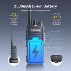 Retevis RT86A Long-Range Walkie-Talkies, Rugged Two-Way Radio with Microphone, Group Call, Easy Pairing, for the Construction Industry (2 Pack)