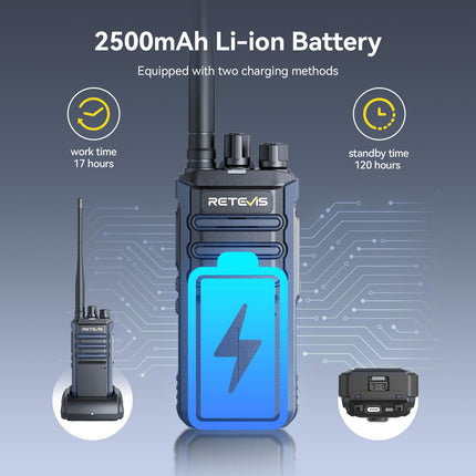 Retevis RT86A Long-Range Walkie-Talkies, Rugged Two-Way Radio with Microphone, Group Call, Easy Pairing, for the Construction Industry (2 Pack)