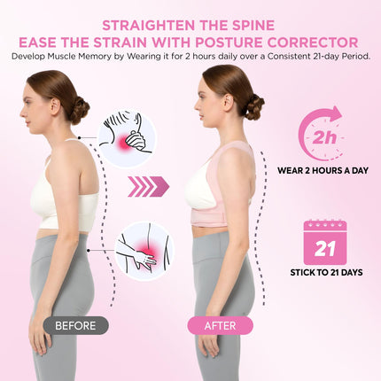 Back Support for Posture Correction, Posture Corrector, Adjustable, for the Upper Back, Supports the Clavicle and Relieves Neck, Shoulder and Upper Back Pain (S/M)