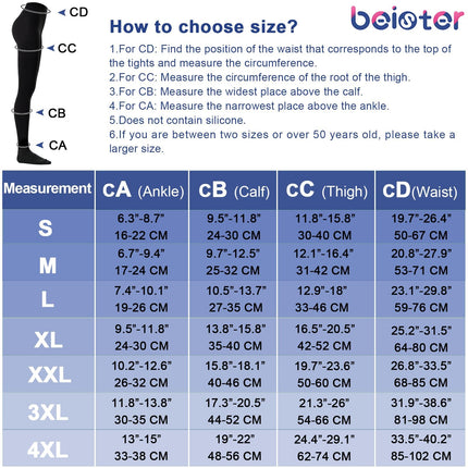 beister Medical Compression Stockings Women Long, 20-30 mmHg Support Stockings Men, Opaque Toe Wrap Compression Pants Class 2 Solid Support for Varicose Veins, Edema