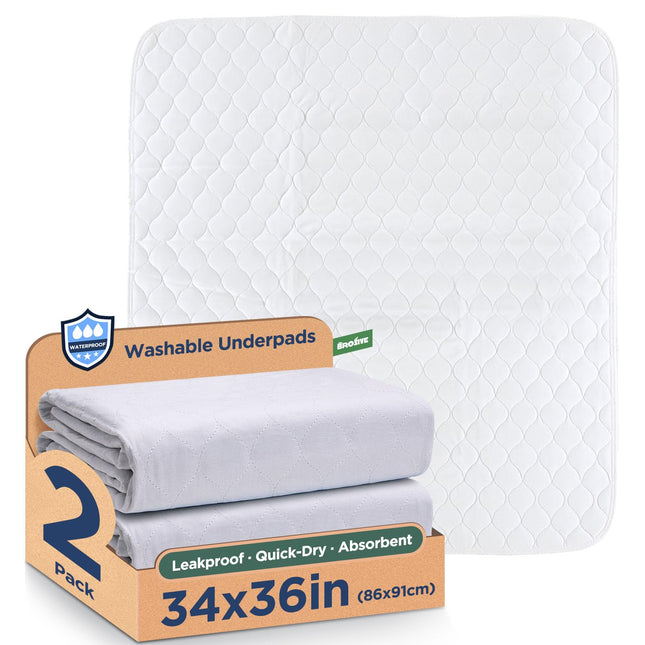 Washable incontinence pad, mattress protector, waterproof bed pad, incontinence pad, washable incontinence bed pads, wetness protection mattress pad - 86 x 91 cm (2-pack)