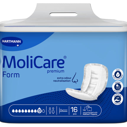 Molicare Premium Form 9 drops, for severe incontinence: maximum safety, extra leakage protection and discretion for women and men, to be used with MoliCare Premium Fixpants, 16 pieces