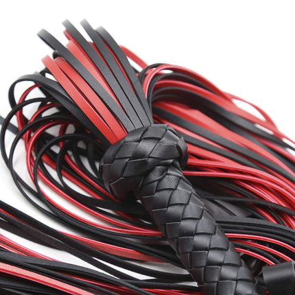 Leather whip seduction of the partner whip sex toy, bondage games classic SM whip bondage flogger, black/red length 64.5cm