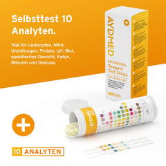 100 x Aydmed Urinalysis Test Strips 10 Parameter Urine Test Strips for Leukocytes, Nitrite, Urobilinogen, Protein, pH, Blood, Specific Gravity, Ketone, Bilirubin and Glucose