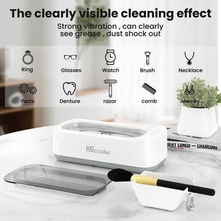 Ultrasonic cleaning device Ultrasonic cleaner Ultrasonic device KECOOLKE 400ml Sonic Cleaner with digital timer for glasses, rings, coins, finger rings, money