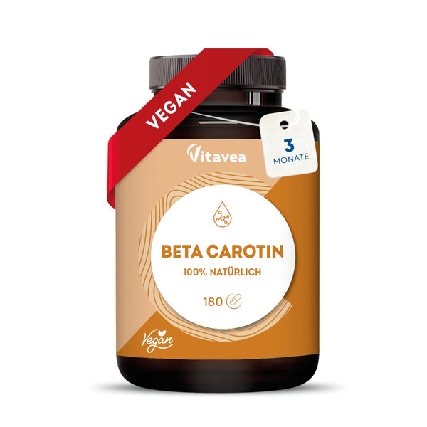 Beta Carotene Capsules High Dose &amp; Vegan – Precursor to Vitamin A – Radiant &amp; Long-Lasting Tan – Carotene Capsules High Dose Tan – 100% Natural – No Additives – 180 Capsules – Vitavea