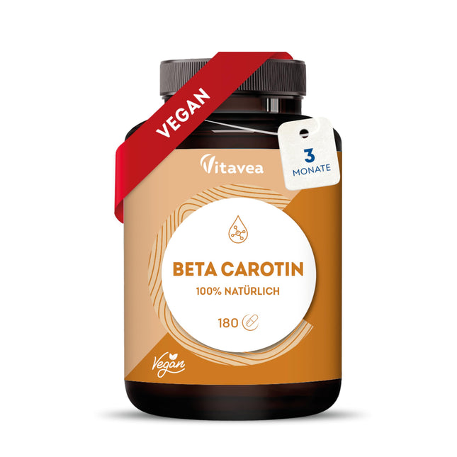 Beta Carotene Capsules High Dose &amp; Vegan – Precursor to Vitamin A – Radiant &amp; Long-Lasting Tan – Carotene Capsules High Dose Tan – 100% Natural – No Additives – 180 Capsules – Vitavea