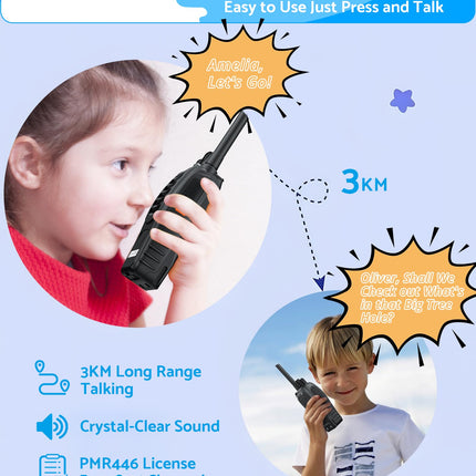 eSynic Walkie-Talkies 4 Pack Long Range 2-Way Radio with 4 Original Earpieces with 16 Channel Single Band for Survival Training and Other Activities