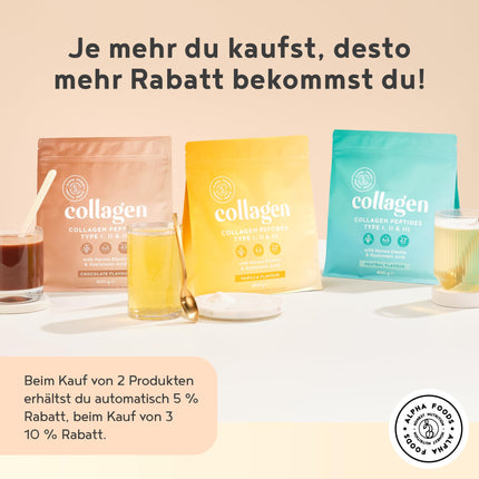 Collagen Powder [2x 400g] | Premium Collagen Hydrolysate | Peptides Types 1, 2 &amp; 3 | High-Dose Collagen Powder with Hyaluronic Acid and Elastin | Tasteless | Made in Germany | Alpha Foods