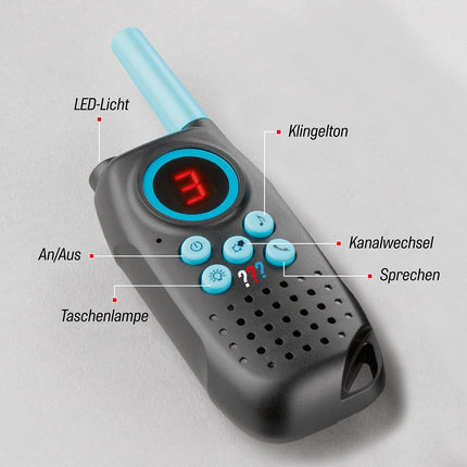 The Three Investigators Walkie Talkies by KOSMOS, radio set for children ages 6 and up, with lamp function, detective toy, spy equipment, role play