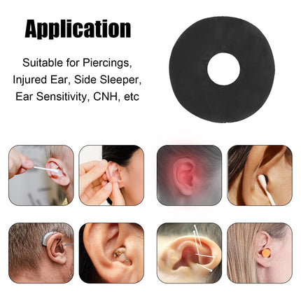 UKTYUAS Piercing Pillow with Hole, For Ear Against Earache, Donut Pillow, Ear Cushion, Sleeping Ring for Side Sleepers for Pain Relief, Pillow, Ear Cushion (Black)