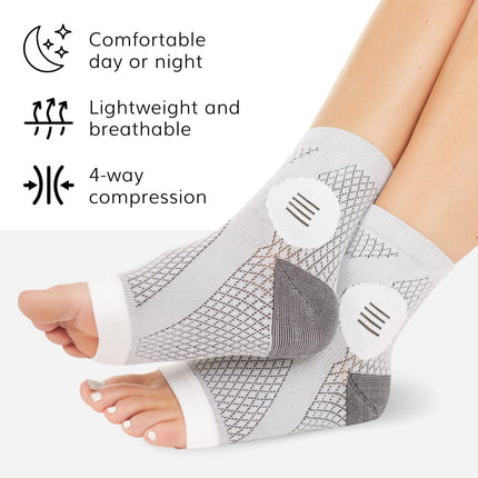 BraceAbility Neuropathy Socks with Peripheral Neuritis Compression Diabetic Toeless Foot Sleeves for Nerve Damage Pain Feet, Ankle Gout, Plantar Fasciitis Relief for Men and Women (M)