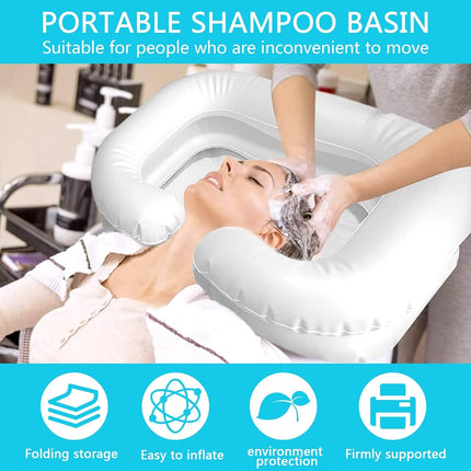 TZEKING Hair Wash Basin for Bedridden Patients, With Shower Head and Water Bag, Shampoo Basin with 1M Drain Hose, Hair Washing for Bedridden Patients, for Bedridden Pregnant Women Injured Postoperative Patients