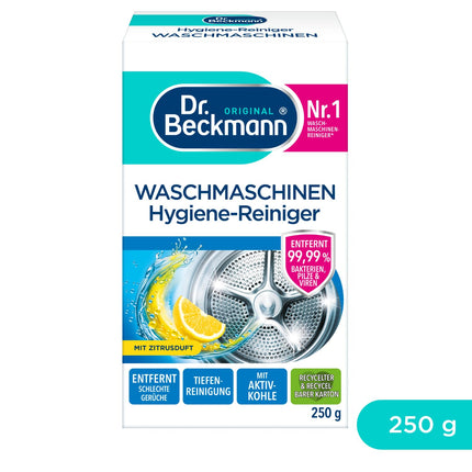 Dr. Beckmann Washing Machine Hygiene Cleaner | Machine cleaner with activated carbon | Removes unpleasant odors | 250 g