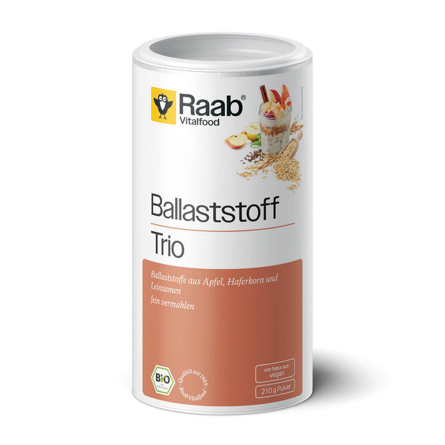 Raab Vitalfood Organic Fiber Trio (210 g) I with apple fiber, oat grains, and organic flaxseed I high fiber content I finely ground I Ideal for porridge and muesli