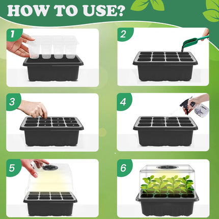 Indoor greenhouse cultivation box, 6 pieces cells mini greenhouse cultivation set with timing controller adjustable brightness, mini greenhouse cultivation box for cultivation with plant lamp and lid