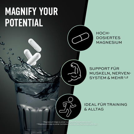 ESN Magnesium Capsules, 120 Capsules, 300 mg Magnesium per Daily Serving - Magnesium bisglycinate capsules, Energy support, high bioavailability - Made in Germany