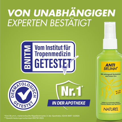 Anti Brumm Naturel Pump Spray, 75 ml: Insect repellent based on Eucalyptus citriodora oil for effective protection against mosquitoes and ticks
