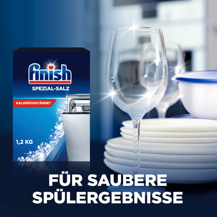 Finish Special Salt – Dishwasher salt to protect against limescale and water stains – Multipack with 8 x 1.2 kg