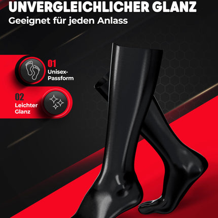 Rubberfashion Latex Toe Socks Long - Latex Toe Socks Calf-Length - Latex Stockings for Women and Men Black 0.4mm M/Shoe Size: 41.5-43.5