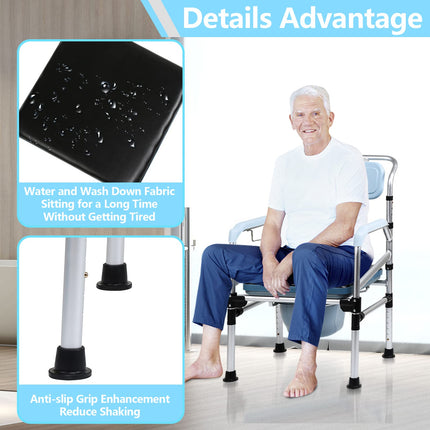 Jopassy toilet chair, height adjustable 42-54cm, with padded seat and toilet bucket, load capacity up to 160kg, for seniors and pregnant women