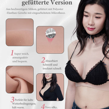 Peikey Silicone Breasts, [Improved Silicone with Fleece Lining] More Natural Skin Surface, Artificial Breasts with Suitable Bra, White Skin Tone-High Quality Filler, C Cup