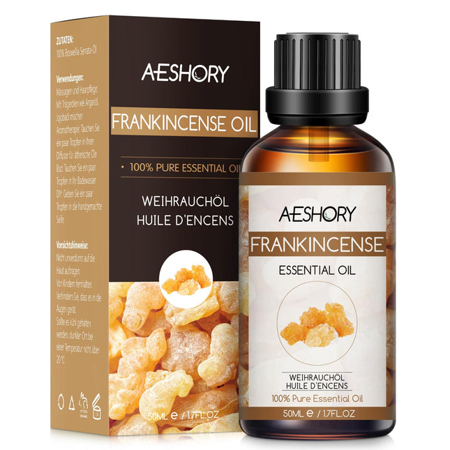 AESHORY Frankincense Essential Oil 50ml, Frankincense Essential Oil 100% Pure Natural Aromatherapy Oil in Therapeutic Grade, Fragrance Oils for Diffusers, Skin Care, Hair Care, Massage, Bath