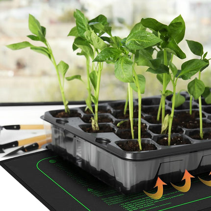 Aisny Seedling Heating Mat, 50W Indoor Greenhouse Heating Mat Thermostat Controller 68°F-86°F Reptiles Pets Heat Plate Amphibians Temperature Heating Pad Plant Mat Warmer, 25 x 52 cm