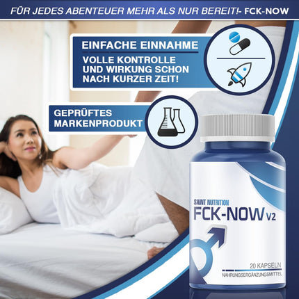 FCK-NOW Capsules V2 high-dose – extra strong for the active man who prefers fun – effective capsule free of chemicals – better performance pre-programmed, 500 mg