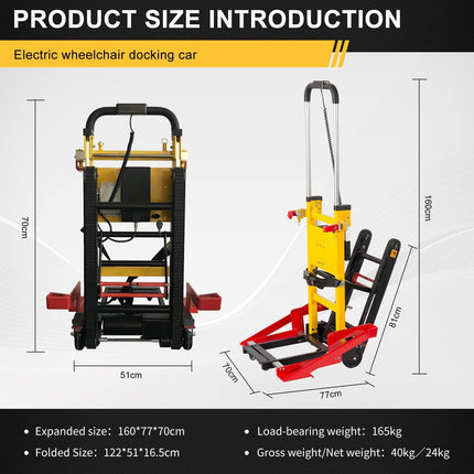 flatpincololee Self-propelled 24V mobile stairlift without installation, foldable aluminum alloy frame, lifting aids, electric stair climber/maximum load 352 lb