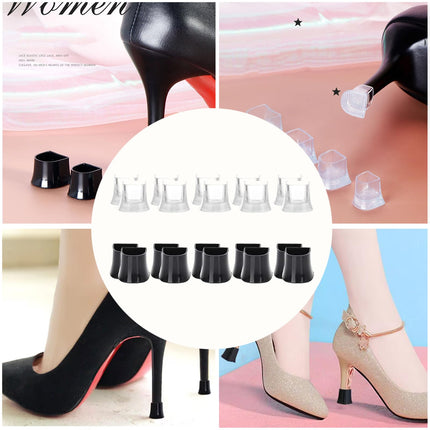 10 Pairs Heel Protectors, Heel Protectors for High Heels - Heel Repair Set, Non-Slip Replacement Heel Protector, Heel Protector for Grass Wedding Outdoor Activities - Xx/Xs/S/M/L Size