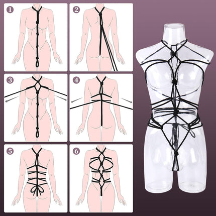 Sex Bondage Rope BDSM Japanese Shibari Soft Cotton Rope Restraint Rope Sex Toys for Couples Bondage Games Extreme Sex SM Fetish Tie Up Restraint Kit Kinky Rope Bondage Art Cosplay 3 x 10M (Black)