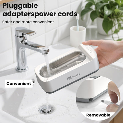 Ultrasonic cleaning device Ultrasonic cleaner Ultrasonic device KECOOLKE 400ml Sonic Cleaner with digital timer for glasses, rings, coins, finger rings, money