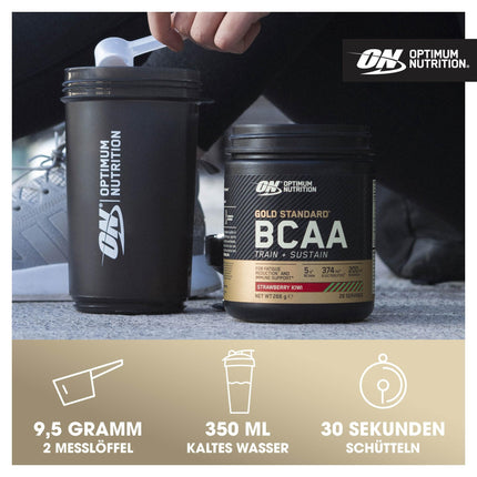 Optimum Nutrition Gold Standard BCAA Train + Sustain, Amino Acid Pre-Workout Powder, Sports Drink with Vitamin C, Zinc, Magnesium &amp; Electrolytes, Strawberry-Kiwi Flavor, 28 Servings, 266 g