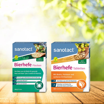 sanotact Brewer's Yeast Tablets (400 Tablets) • 100% natural brewer's yeast, vegan • With biotin for beautiful hair &amp; healthy skin • 6 B vitamins • Also suitable for dogs • Yeast tablets