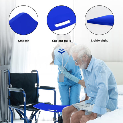 LOSCHEN Transfer Board, Patient Pusher for Transferring Patients or Disabled Persons from a Wheelchair to Bed, Toilet, Bathtub, Car - Push Board with One Handle (Blue)