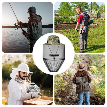 AOGOE Head Net Face Mesh Head Cover, Hat with Mosquito Net, Mosquito Head Net Head Protection Net for Optimal Visibility, Washable, Mosquito Net Hat for Outdoor Lovers, Climbing, Fishing, Beekeeping (Khaki)