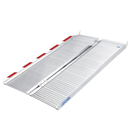 LIEKUMM Foldable Wheelchair Ramp, 121 cm Wheelchair Ramp for Stairs, 300 kg Load Capacity Ramps for Wheelchairs &amp; Scooters, Aluminum Stair Ramp for Wheelchairs, Steps, Curbs, Strollers
