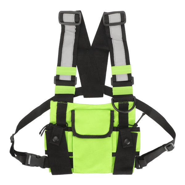 Universal Hands Radio Front Pocket, Walkie Talkies Radio Chest Strap with Adjustable Shoulder Straps for Survival, Hiking, Cycling, Work, Camping (Green)