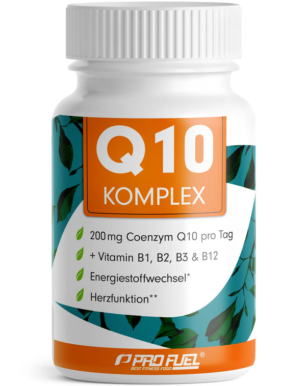 Q10 Capsules High Dose 120x - Coenzyme Q10 Complex with 200mg Coenzyme Q10 + Vitamins B1, B2, B3 and B12 - Energy Metabolism &amp; Heart Function - Laboratory Tested with Certificate - 4 Month Supply