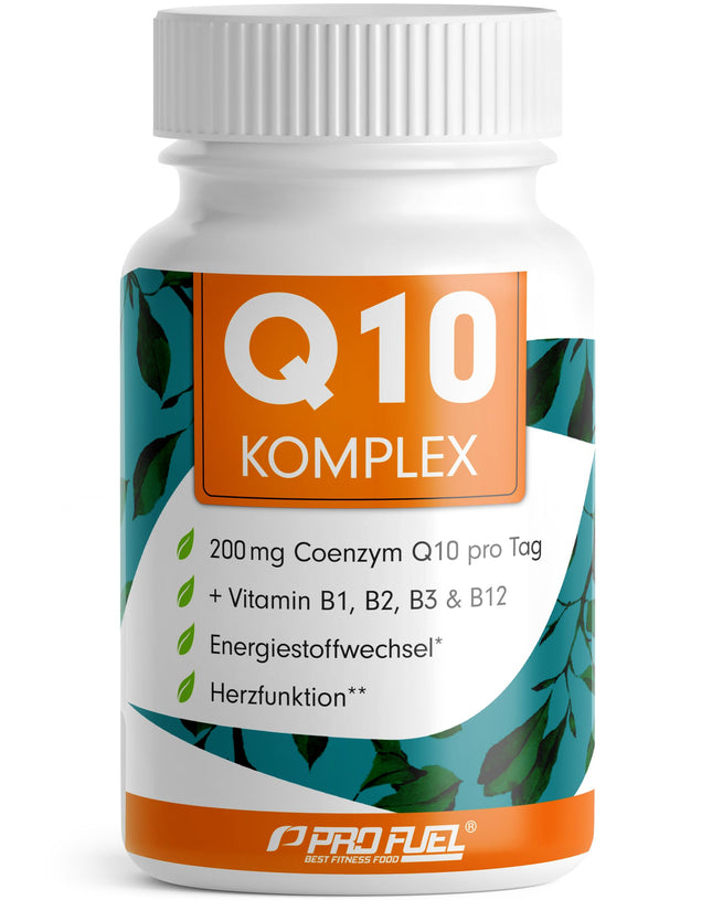 Q10 Capsules High Dose 120x - Coenzyme Q10 Complex with 200mg Coenzyme Q10 + Vitamins B1, B2, B3 and B12 - Energy Metabolism &amp; Heart Function - Laboratory Tested with Certificate - 4 Month Supply