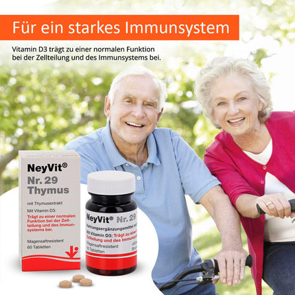 NeyVit No. 29 Thymus with thymus extract, vitamin D, and selenium to support the immune system, strengthen defenses, and support the thymus gland - gluten-free and lactose-free - 60 tablets